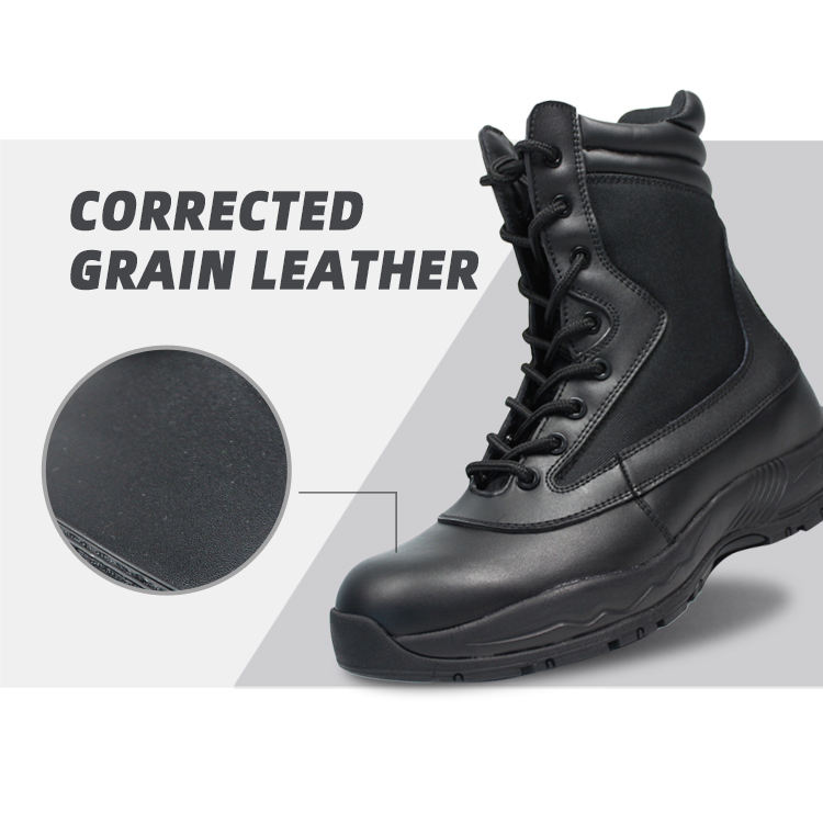 Black leather military boots - Factory in china Gloryfootwear