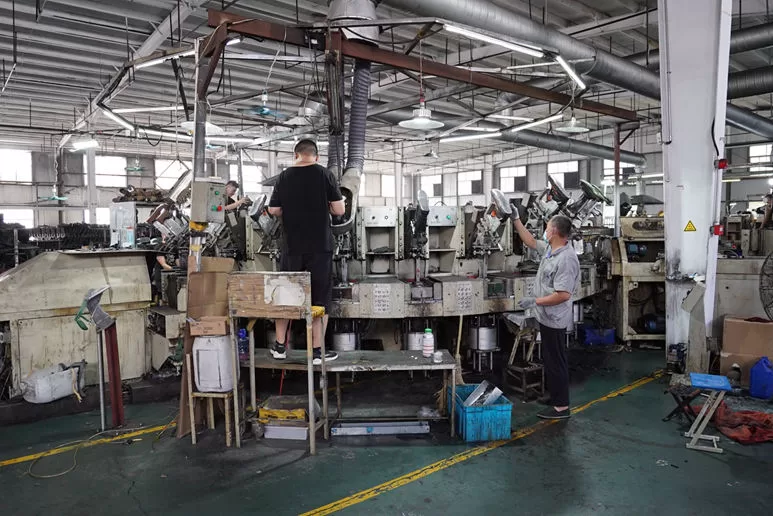 factory of high heel combat boots