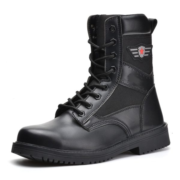 Combat boots with zipper