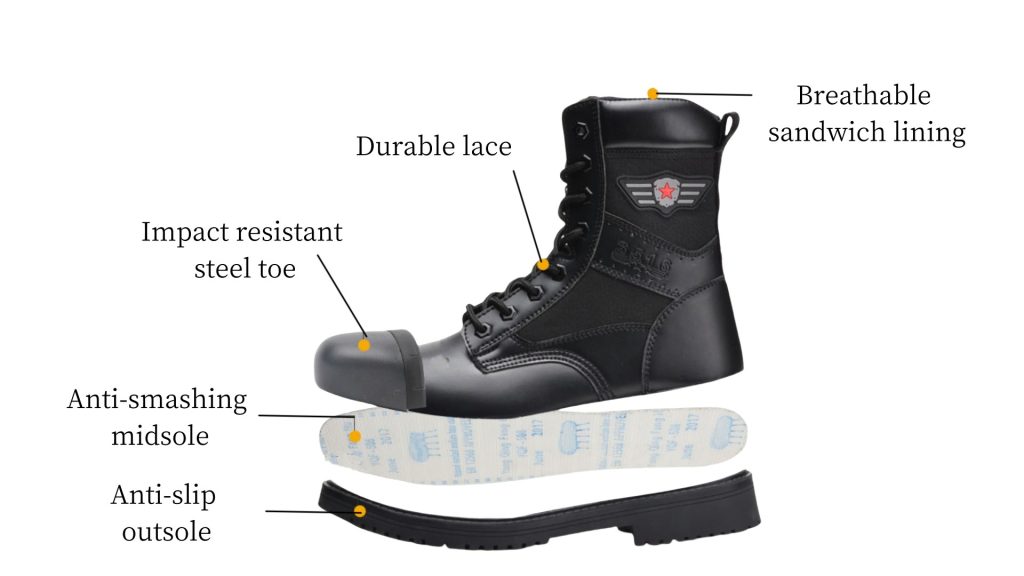 details of Combat boots with zipper