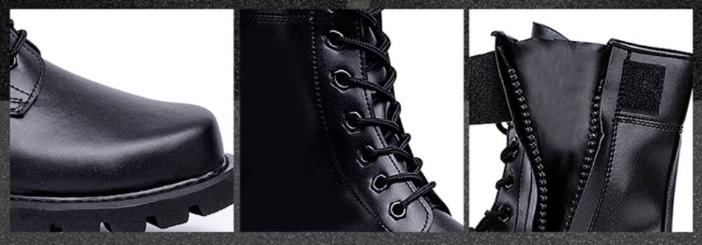 details of tactical boots zip up