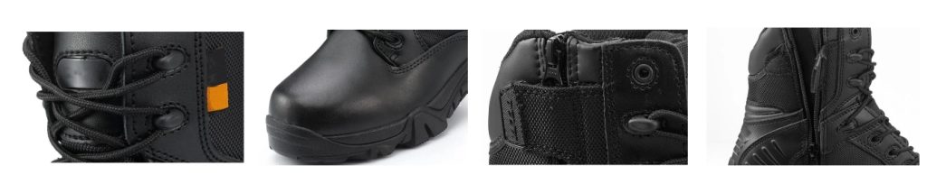 detials of side zip tactical boots