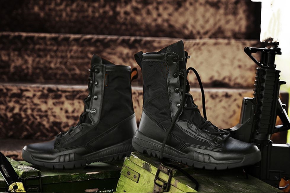 durable black combat boots