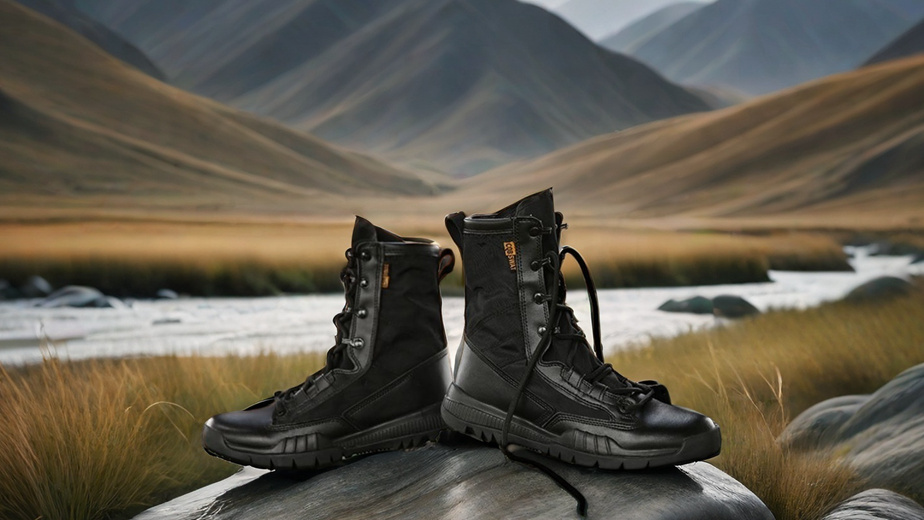 features of black combat boots